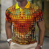 Fashion Men'S Polo Shirts 3d Simulation Metal Plaid