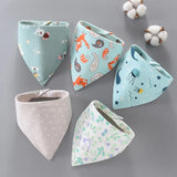 5Pcs/Set Baby Bibs Triangle Double Cotton Bandana Bibs