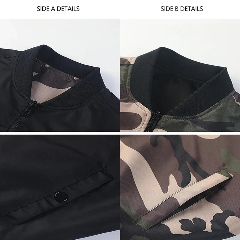Double-side Jackets Men Camouflage Bomber Jacket Spring Autumn