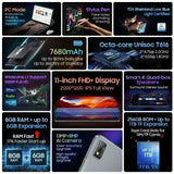 【World Premiere】Blackview Tab 16 Tablet Android 8GB+256GB 11''2k FHD+ Display 7680 mAh Battery Widevine L1 Unisoc T616 Tablet PC