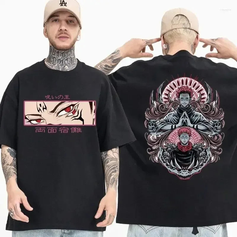 Retro Oversized 100% Cotton T Shirts Anime Jujutsu