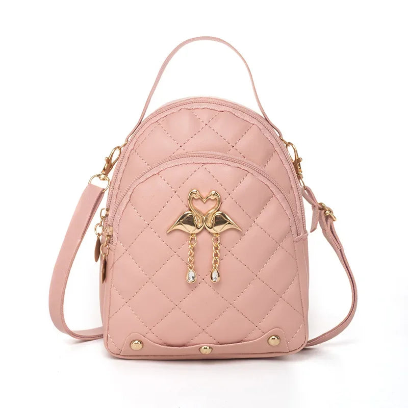 Mini Backpack for Women Cute Swan Hanging Embroidery