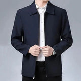 Two Side Zipper Pockets Men Jacket Elegant Mid-aged