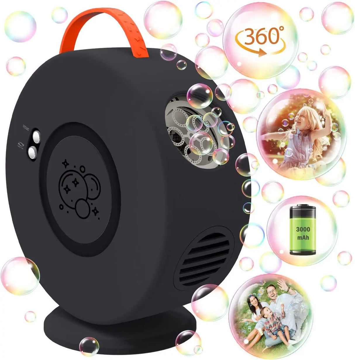 Bubble Machine Toy For Kids Automatic Bubble Blower Rechargeable 360° Rotatable Electric Portable Outdoor Wedding Party Gift