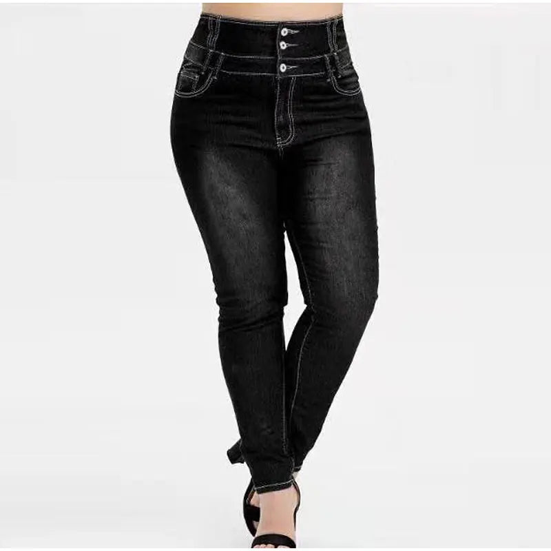 Plus Size Button Up Skinny Black Gray Long