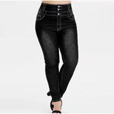 Plus Size Button Up Skinny Black Gray Long