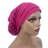 Glitter Pleated African Turban Cap Womens Head Wraps