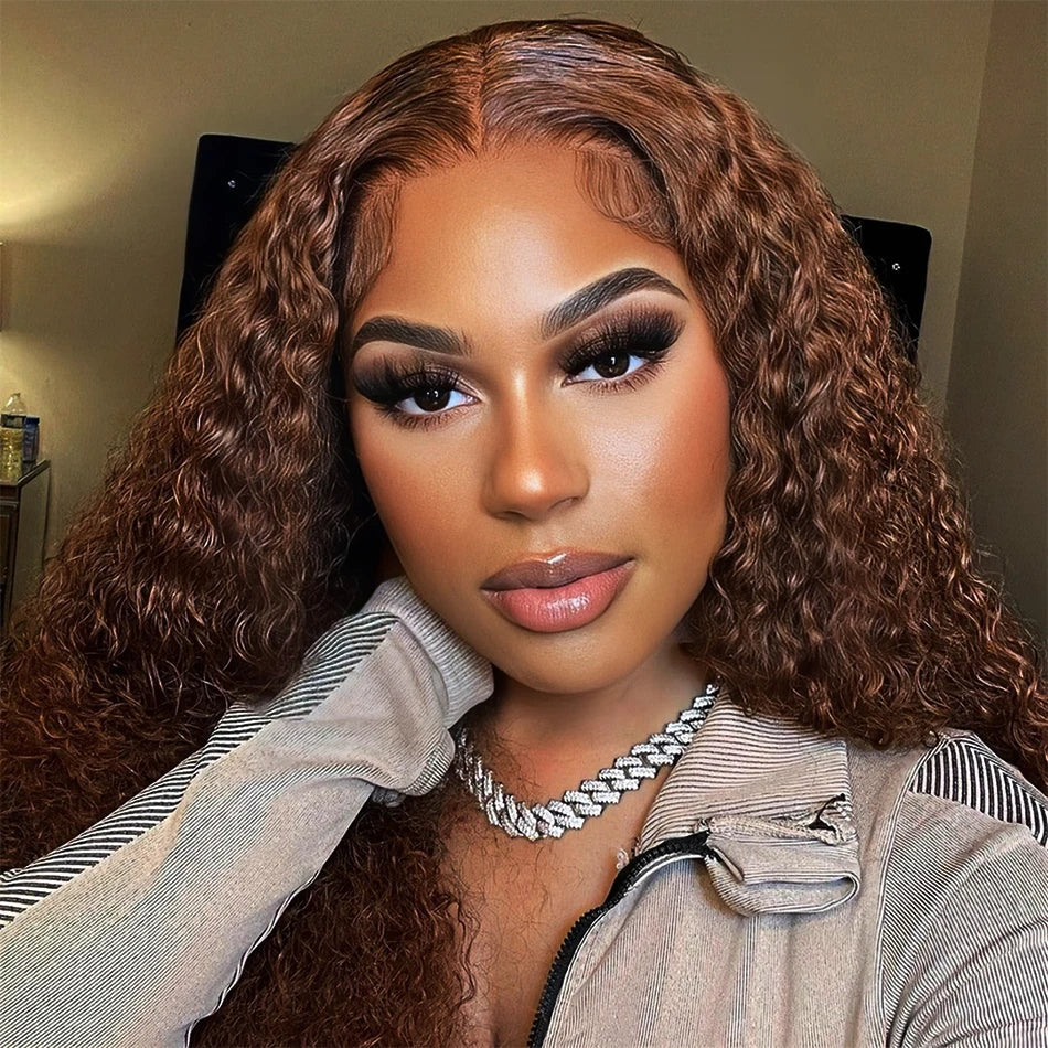 13x4 Glueless Deep Curly Chocolate Brown Lace Front