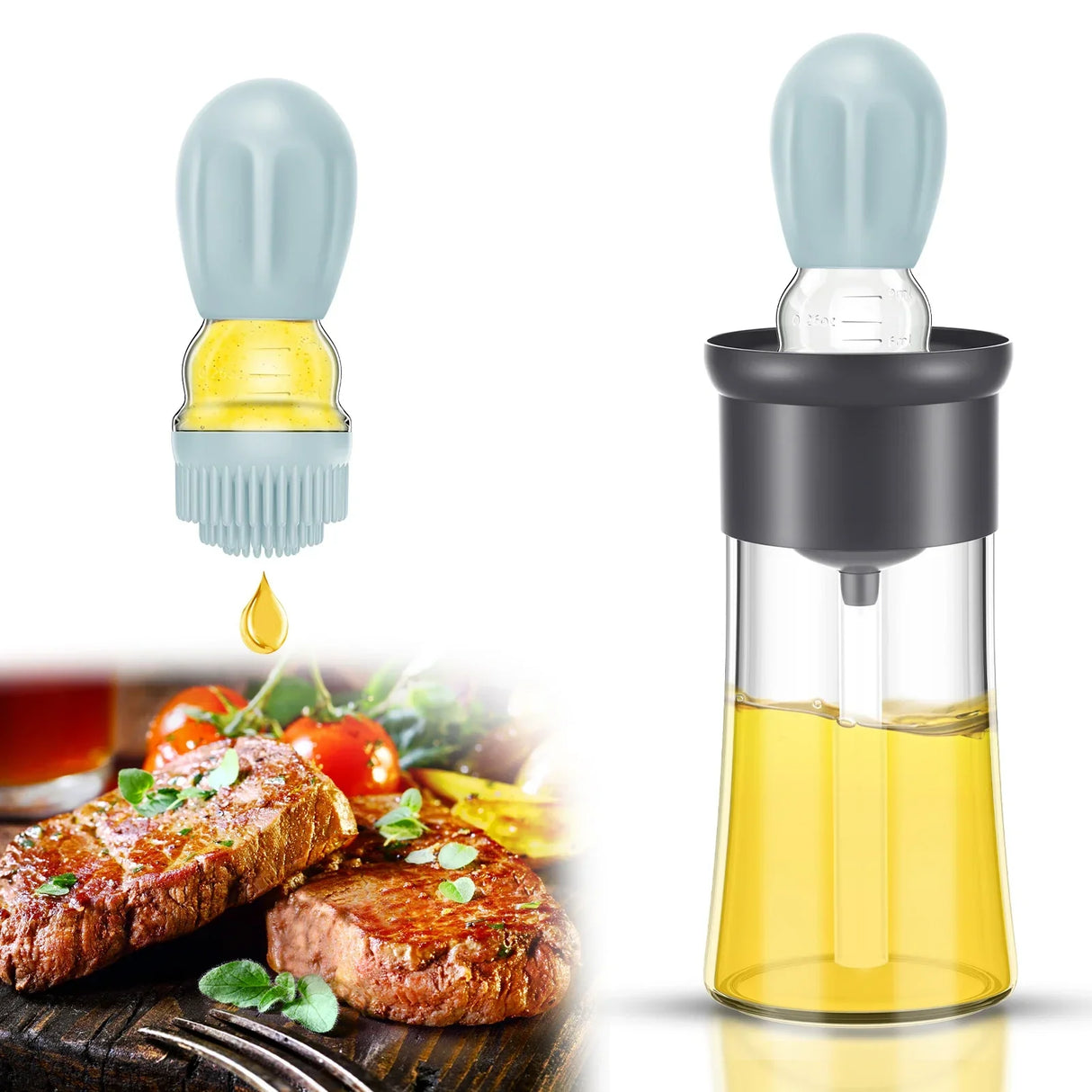 BBQ Tool Oil Bottle With Silicone Brush Oil