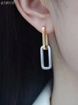 Stainless Steel Two-tone Earrings For Women High-end Detachable