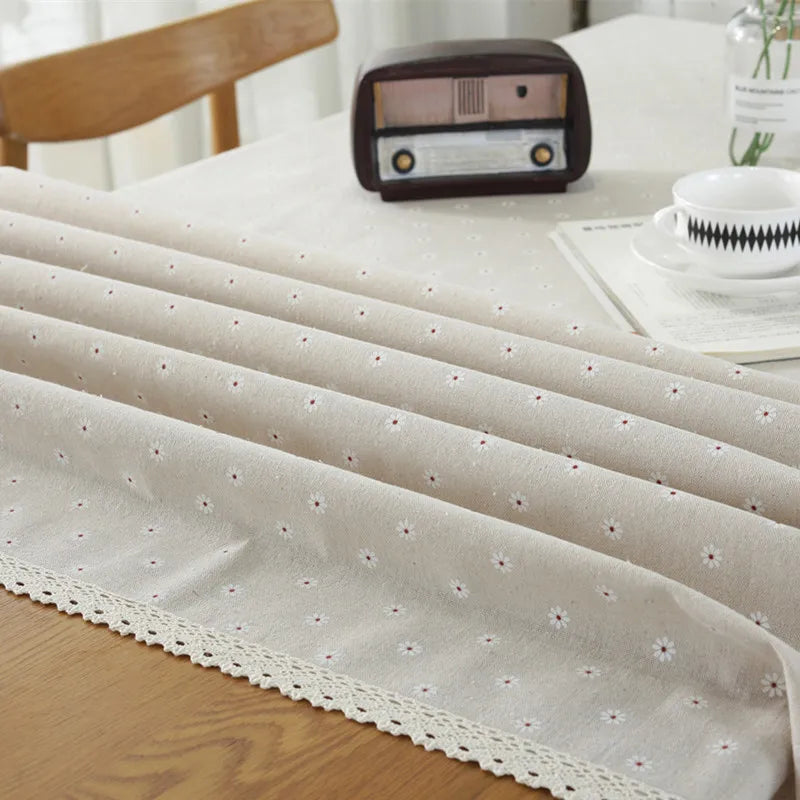 Daisy Flower Pattern Tablecloth Hot Sale Linen
