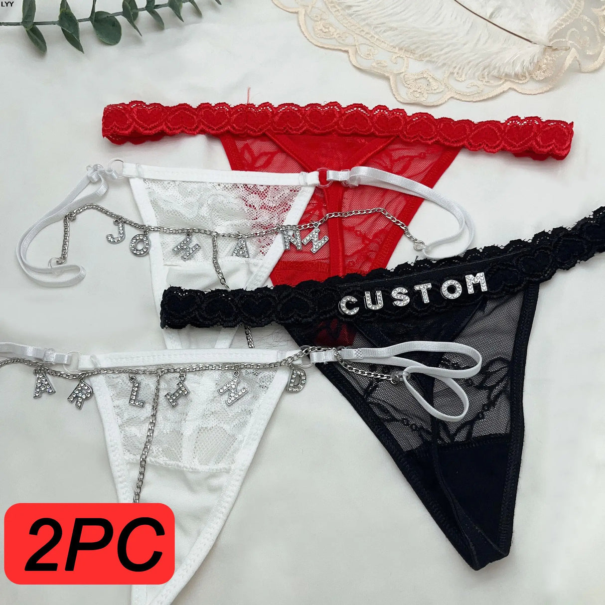 Customised Thong Sexy Rhinestone Waist Chain 2Pc/Sets Custom