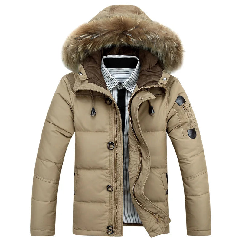 Winter White Duck Down Jacket Men Thick Warm
