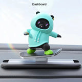 Creative Car Ornament Funny Cartoon skateboarding Bear Removable