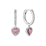 New 925 Sterling Silver Earring Pave Moments Heart