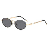 Trendy Brown Round Oval Rimless Sunglasses Women Brand