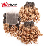 Human Brazilian Hair Weave Bundles With Closure Ombre