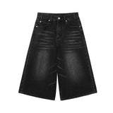 ReddaChic Hip-hop Men Jorts Low Rise Brushed Black