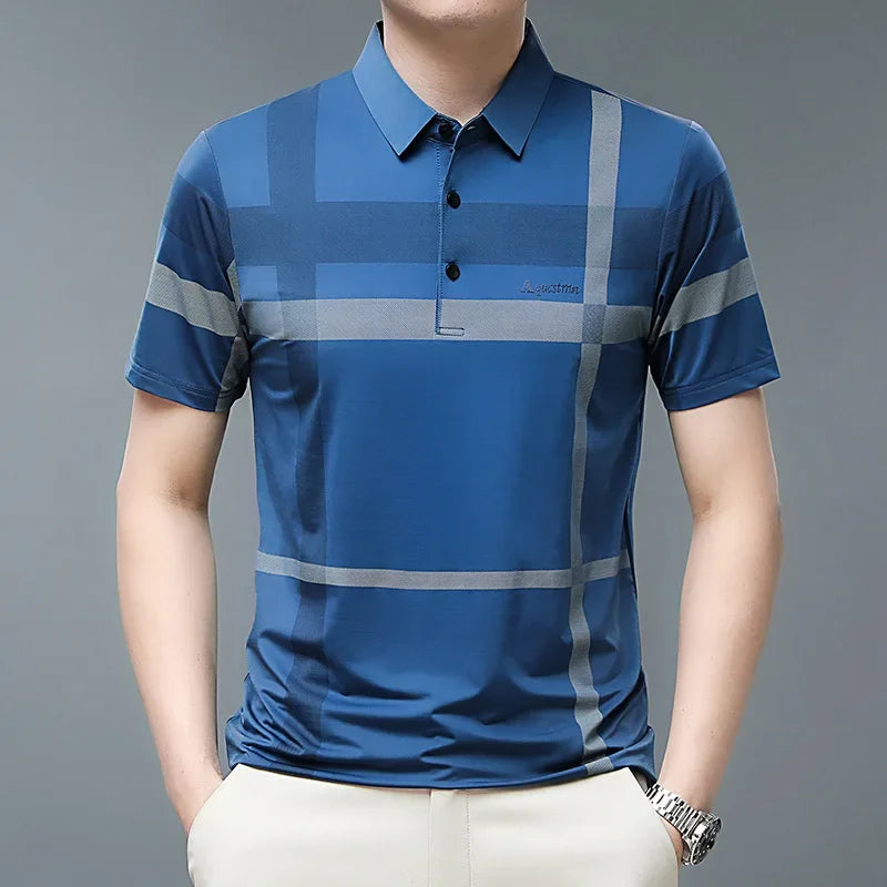 Fashion Polo Shirt Men Casual Stripe Polo T