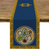 Passover Linen Table Runner Pesach Seder Matzoh Red