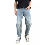 REDDACHIC Light Wash Blue Straight Jeans for Men