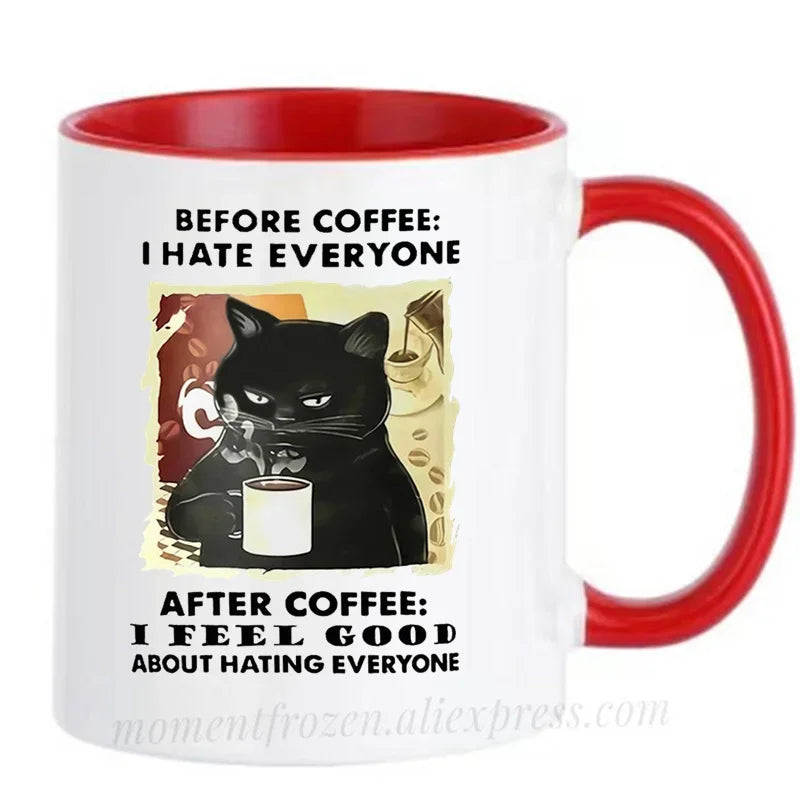 Funny Cat Mugs Coworker Gifts Coffee Spelled Backwards
