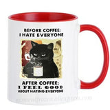 Funny Cat Mugs Coworker Gifts Coffee Spelled Backwards
