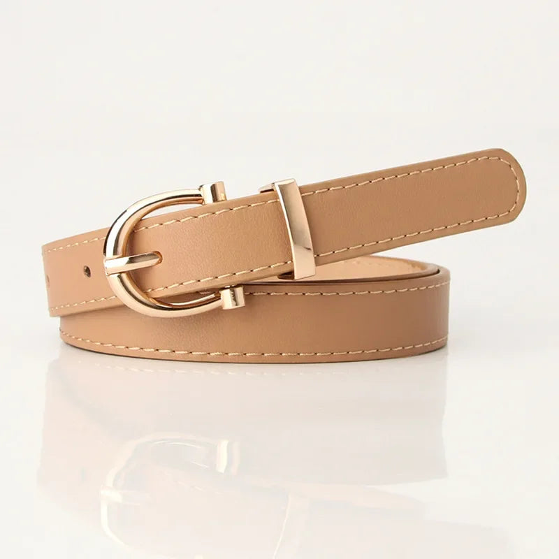 2023 Women Belts New PU Leather Simple Metal