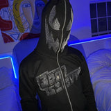 Y2K clothing Streetwear Hoodie Men Rhinestone Skeleton Oversized