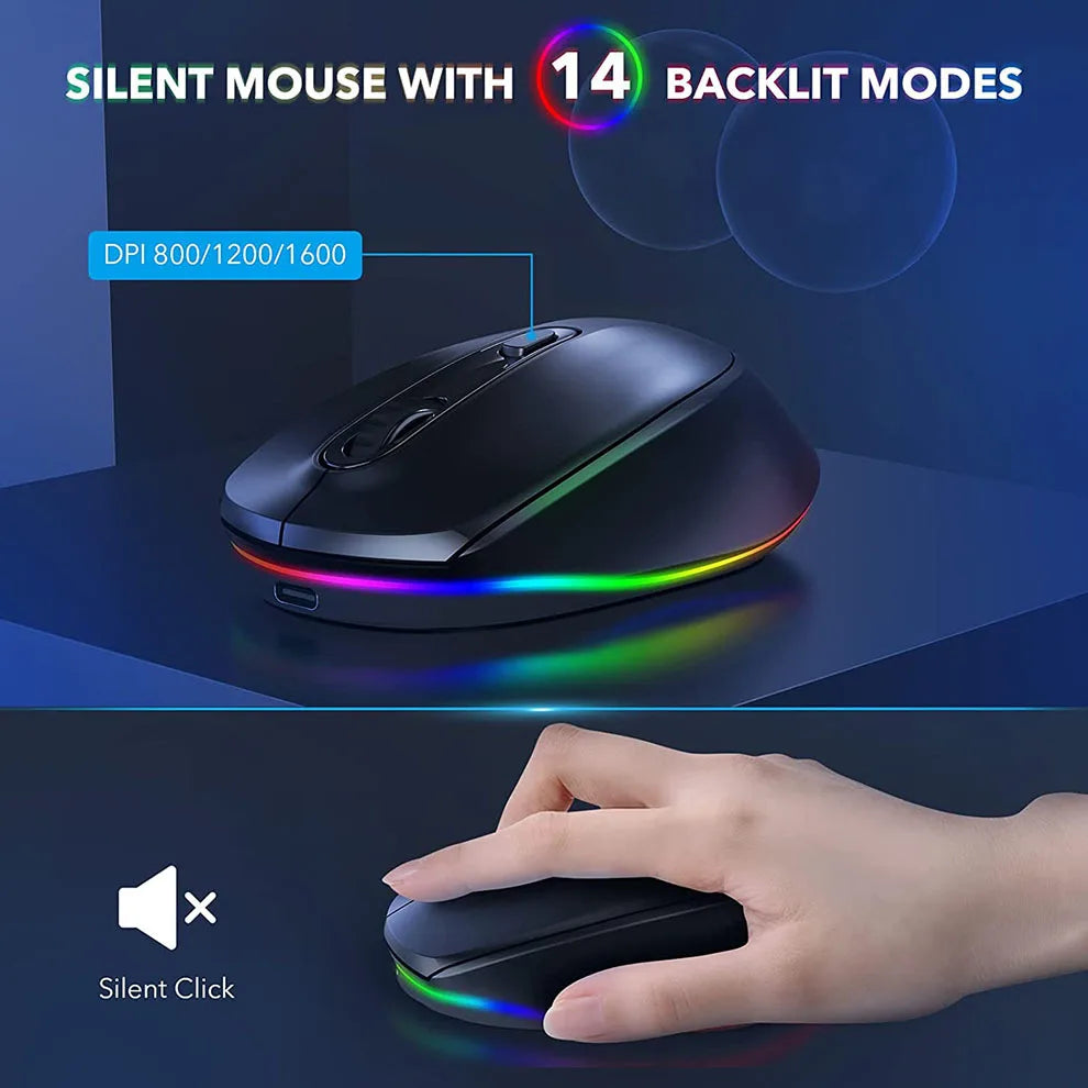 Wireless Keyboard and Mouse Combo Backlit Rechargeable Wireless