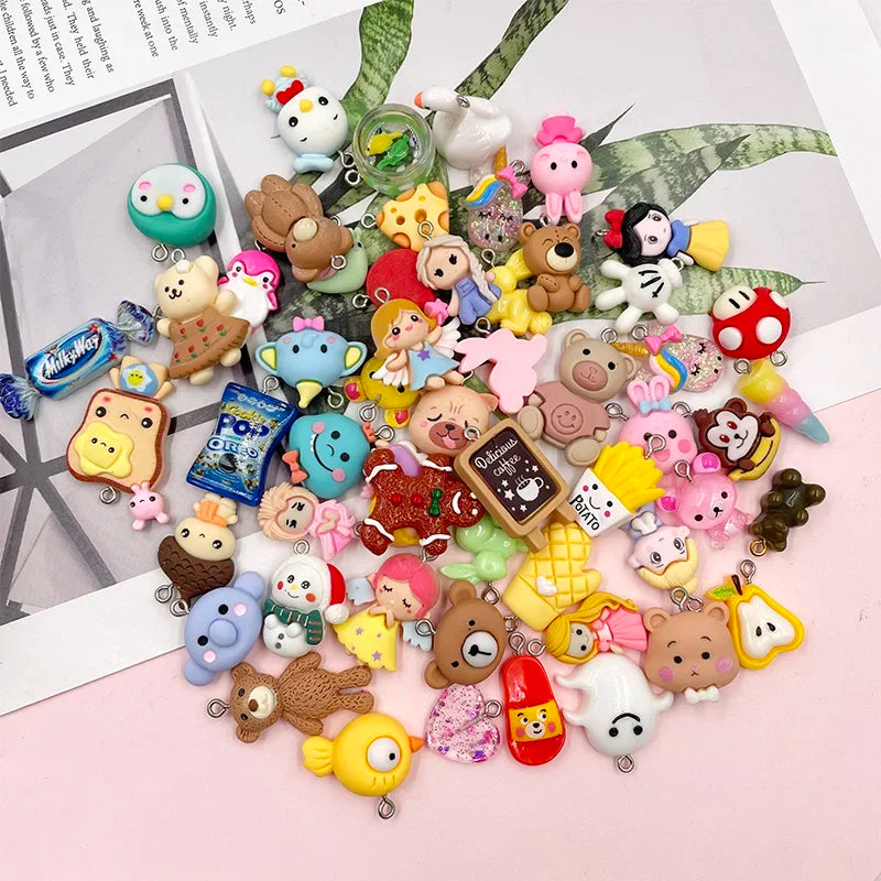 100Pcs Mixed Candy Cookies Donuts Luck Bags Resin