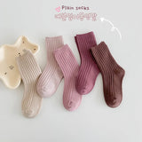 5Pairs/lot Solid Kids Socks Casual Baby Girls Boys