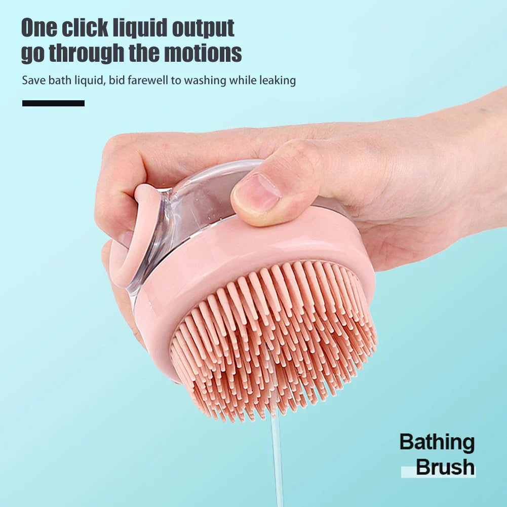 Pet Bathing Brush With Shower Gel Dispenser Multifunctional