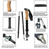 Folding Walking Poles 3-Fold Cane with EVA+Cork Handle - Hiking Stick (1 or 2 PCS)