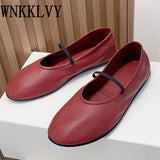 2023 New Genuine Leather Ballerina Flat Loafers Women