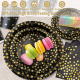 Black and Gold Party Supplies Polka Dot Plate