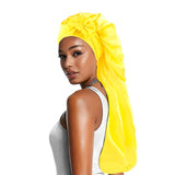 Women Satin Bonnets Adjustable Long Barrel Nightcap Solid