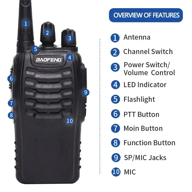 2/4PCS Baofeng BF-888S 12W Walkie Talkie Dual Band