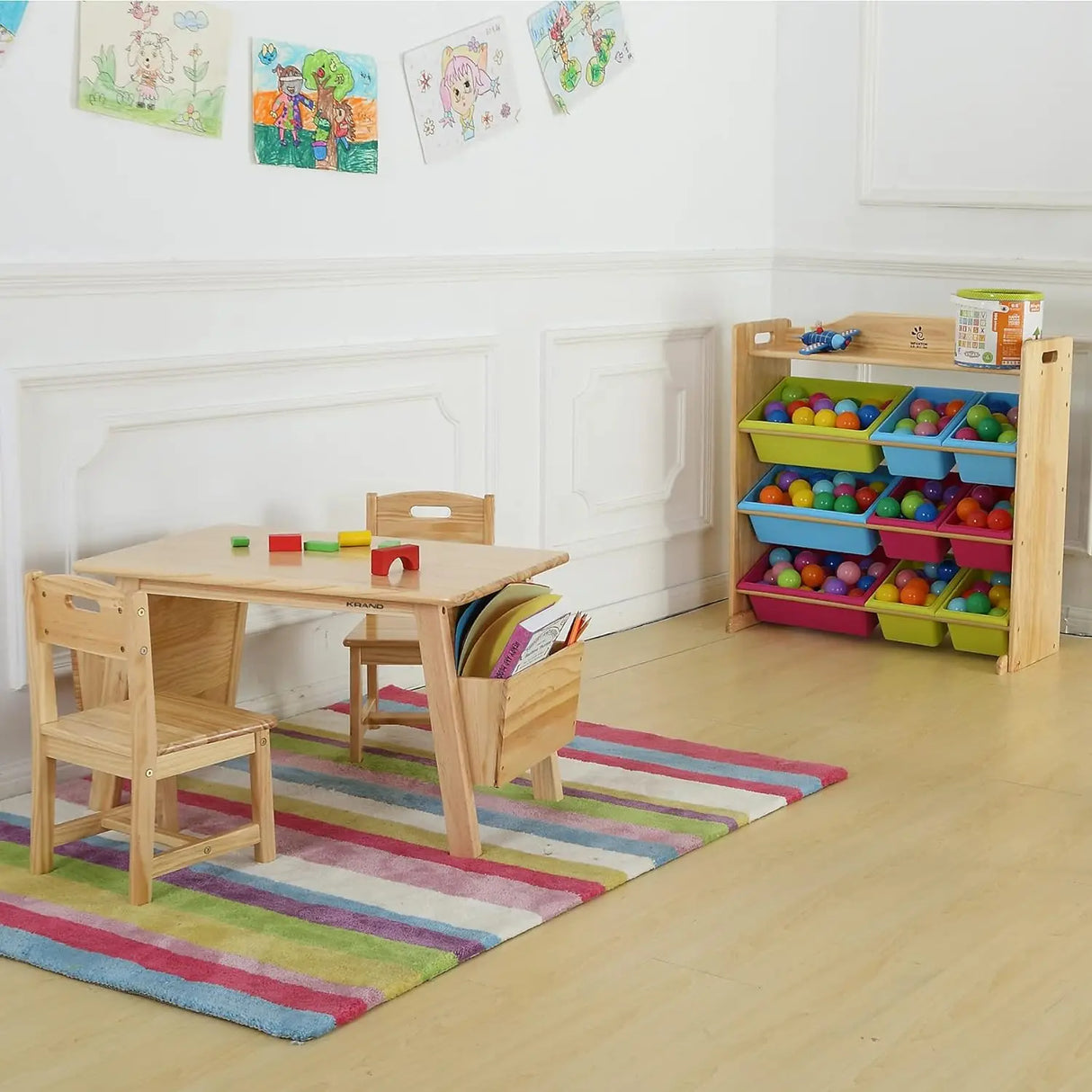 KRAND Kids Solid Wood Table and 2 Chair
