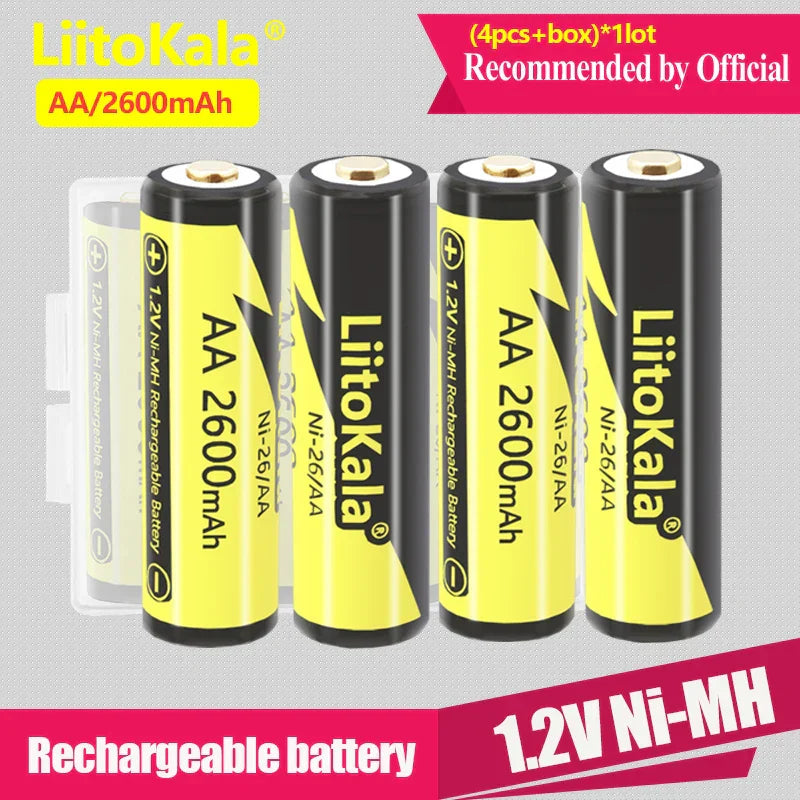 4PCS LiitoKala AAA 1000MAH/AA 2600MAH NiMH 1.2V Rechargeable