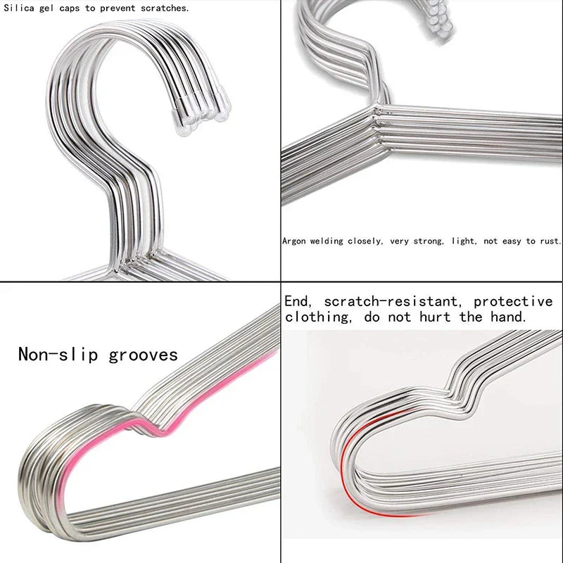 10pcs/set Clothes Hangers Stainless Steel Clothing Drying Rack
