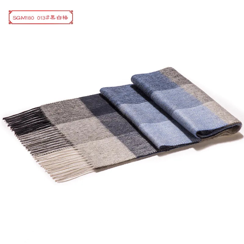 High Quality 100 Wool Scarf Men Autumn Winter