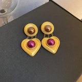 Water Drop Circle Earings Temperament Retro Heart Round