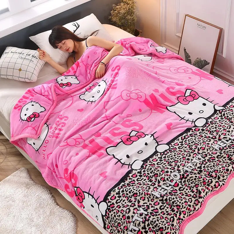 Hello Kitty Cartoon Blanket Kawaii Kt Cat Home