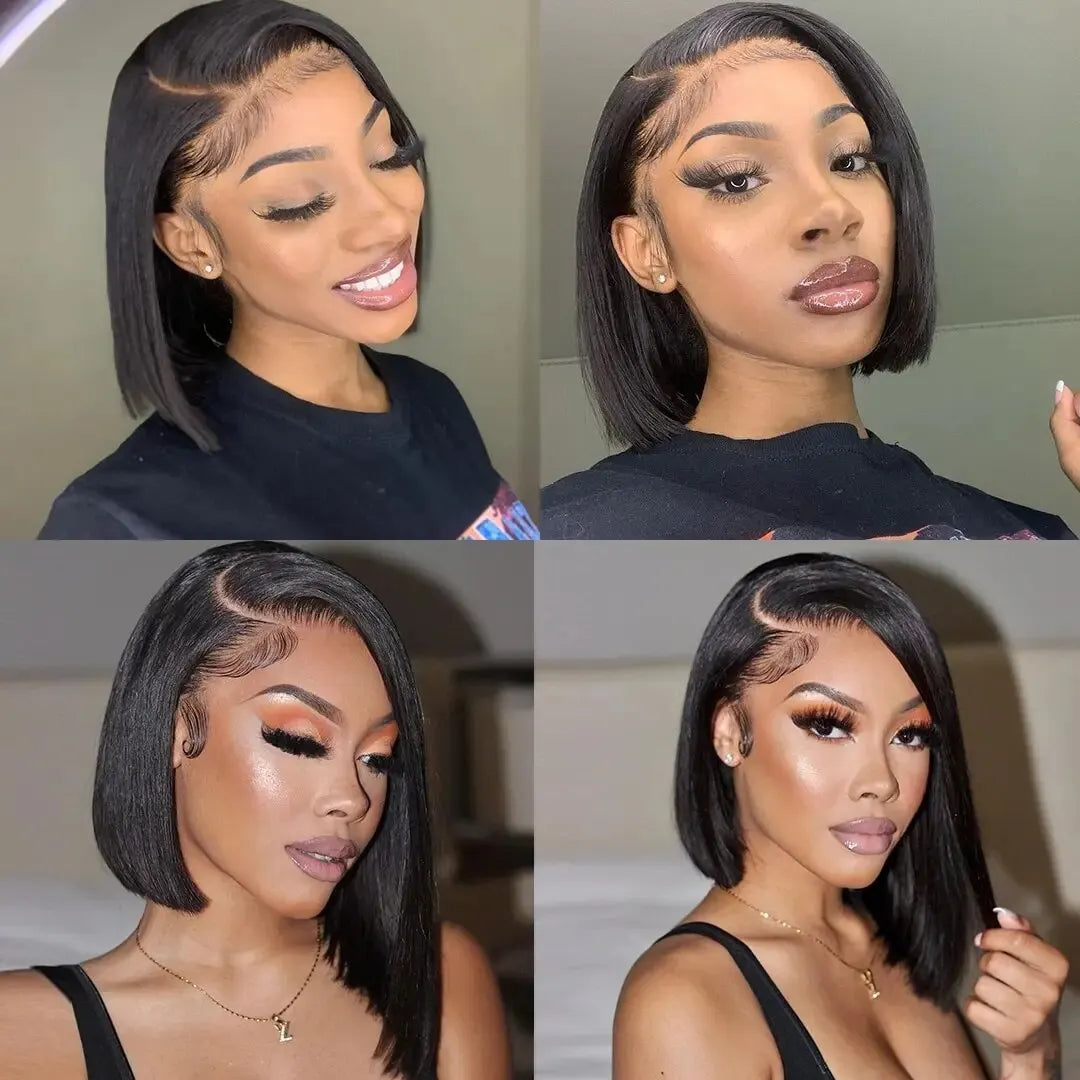 Malaysian Straight Short Bob 13x4 Lace Frontal Wig