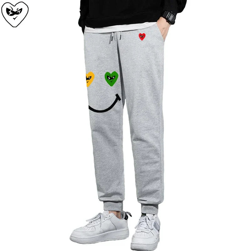 Men Women Spring Autumn Pants Heart Cartoon Embroidery
