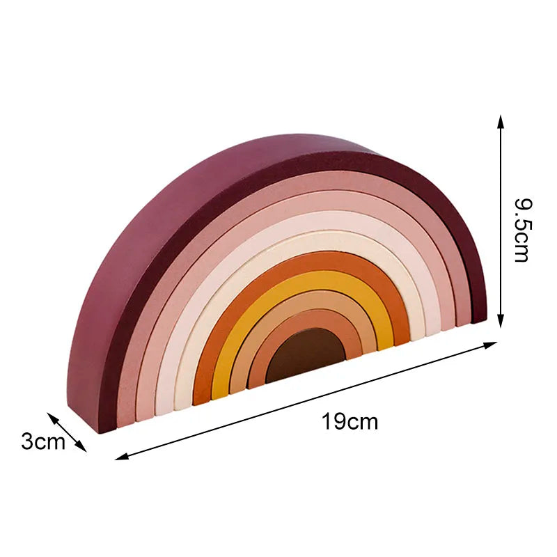 Kids Wooden Toy Montessori Rainbow Building Blocks DIY