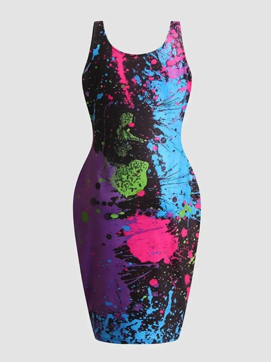 LW Plus Size Splash Ink Bodycon Cami Dress
