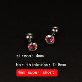 2PCS 4mm Short Ear Studs Earring Outside Upper