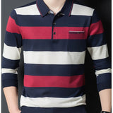 Autumn Winter Polo New Men's Clothing Loose Striped